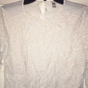 Beautifully detailed, cream, quarter sleeve top